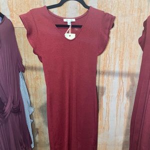 She + sky red dress
